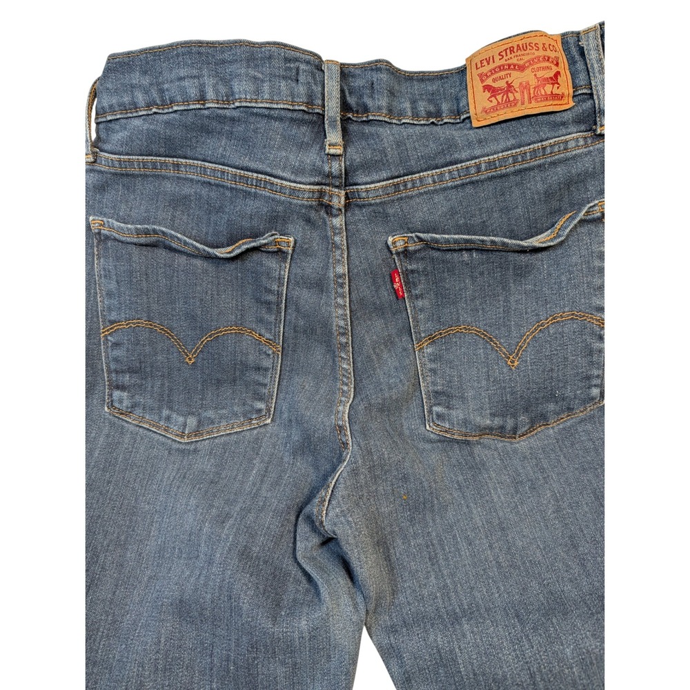 Levi Women 724 High Rise Straight Crop Jeans 30 Blue Denim